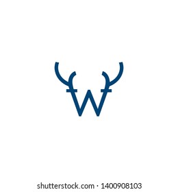 letter W icon logo design concept deer antlers