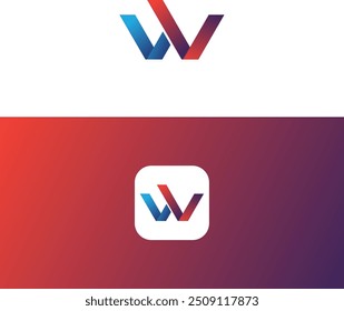 Letra W icono de diseño de logotipo en dos lados de fondo-ilustración. Elementos de Plantilla de diseño de icono de logotipo de letra W. Logotipo del icono de la letra de W por diseño colorido del Vector del gradiente.
