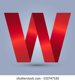 Letter W icon and logo template.  design and elegant typographic. gradient red