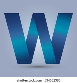 Letter W icon and logo template.  design and elegant typographic. gradient blue