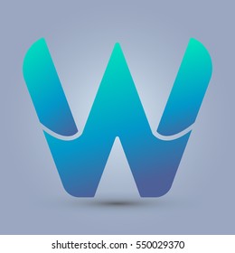 Letter W icon and logo template. New design and elegant typographic concept. blue