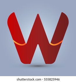Letter W icon and logo template.  New design and elegant typographic concept. Two line yellow. red