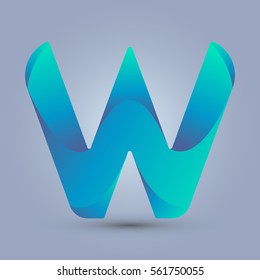 Letter W icon and logo template.  New design and elegant typographic concept. twisted, blue and green.