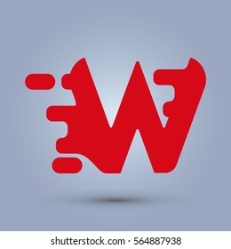 Letter W icon and logo template.  New Flat design and elegant typographic concept. spread the font. red