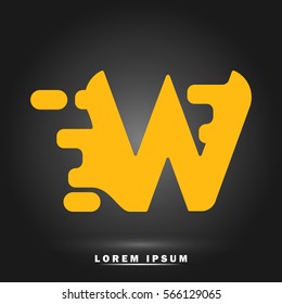 Letter W icon and logo template.  New Flat design and elegant typographic concept. spread the font. Yellow