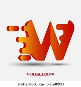 Letter W icon and logo template. Elegant typographic design. Spread the font. brown and yellow