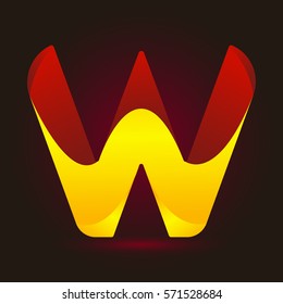 Letter W icon and logo template.  New design and elegant typographic concept. twisted, red and yellow