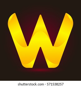 Letter W icon and logo template.  New design and elegant typographic concept. twisted, yellow