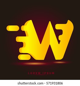 Letter W icon and logo template. Elegant typographic design. Spread the font. gradient Yellow