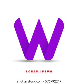 Letter W icon and logo template.  New design, elegant, and simple typographic . purple