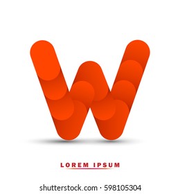 Letter W icon and logo template. elegant, and simple typographic. orange