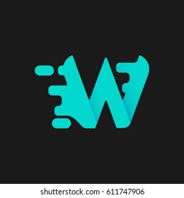 Letter W icon and logo template. elegant typographic concept. blue