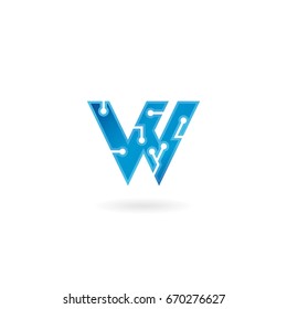 Letter W icon. Technology Smart logo, computer and data related business, hi-tech and innovative, electronic.