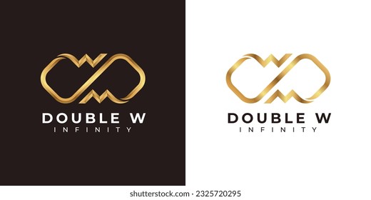Letter W Infinity Logo Design und Premium Gold Elegantes Symbol für das Markenzeichen von Unternehmen und Corporate Identity