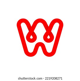 Buchstabe W Unendlichkeitszeichen. Cyclischer roter Buchstabe W. Moderne natürliche Endlosschleife. Futuristisches Logo Corporate Design.