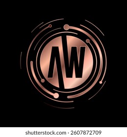 Letter A W Initial Cooper Color Cyber Multimedia Logo