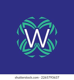 letter W initial floral elegant emblem monogram logo