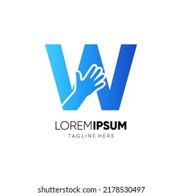 Letter W Initial Hand Logo Design Vector Icon Graphic Emblem Illustration 