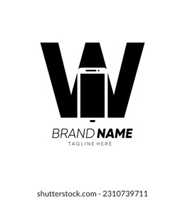 Letter W Initial Handphone Logo Design Vector Icon Graphic Emblem Illustration 