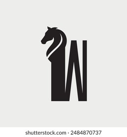 Buchstabe W Initial Horse Logo Design. Es wäre perfekt für einen Reiter oder ein Pferdegeschäft.