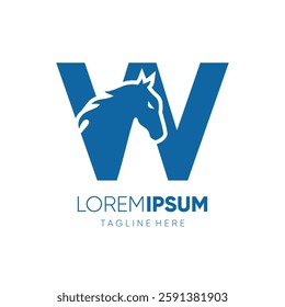 Letter W Initial Horse Logo Design Vector Icon Graphic Emblem Symbol Image Illustration 