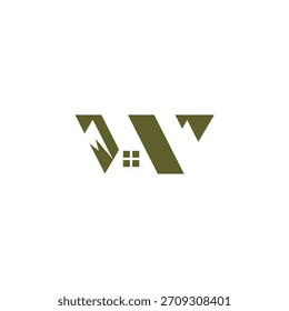 letter W initial with house and mountain logo icon vector template