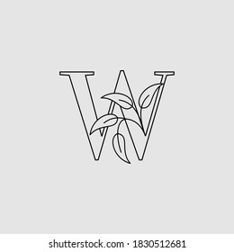 Letter W Initial Logo Icon Monogram Nature Leaves Template Design