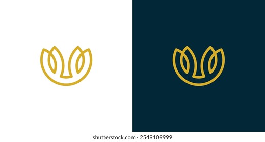 Letter W initial monogram with flower shape logo design. line art flower, luxury flower, simple flower