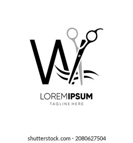 Letter W Initial Scissor Logo Design Icon Graphic Emblem Illustration Background Template