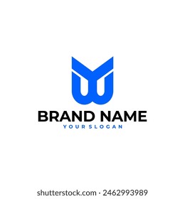 LETTER W INITIAL WHALE TALE LOGO ICON ILLUSTRATION