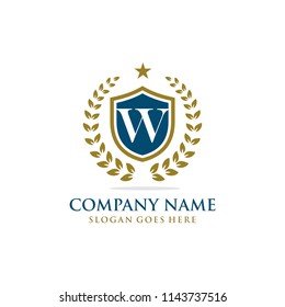 Letter W initial wreath logo template