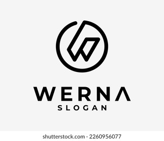 Letter W Initials Circle Round Frame Border Line Art Simple Minimalist Monogram Vector Logo Design