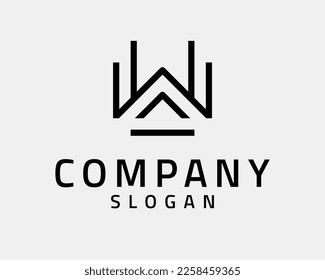Letter W Initials Line Art Linear Simple Minimal Minimalist Elegant Monogram Vector Logo Design
