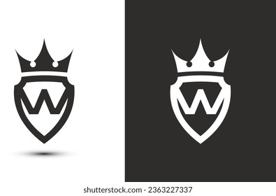 logotipo de firma de las iniciales de la letra W. Elegante diseño vectorial de iconos de logotipo. Señal de la corona de escudo de lujo. 