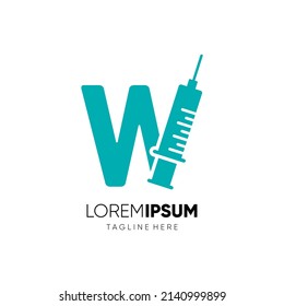 Ilustración gráfica del icono del vector del logotipo de inyección de la letra W 