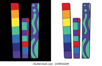 Letra W. Símbolo aislado, icono o logotipo compuesto de diferentes elementos de diferentes colores. Carta creativa W para iconos ABC, logotipos, software, educación o erudición, interfaz de aplicación, juego para niños