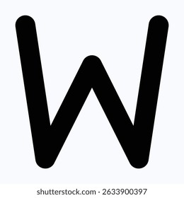 Letter W Isolated Vector Icon, Solid Style Vector Icon. 