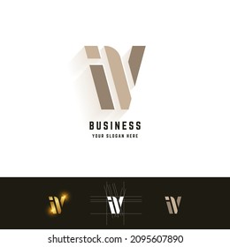 Letter W or iV monogram logo with grid method design