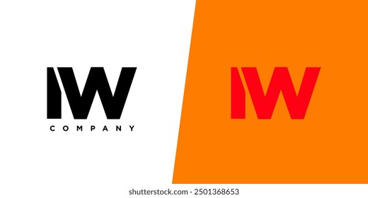 Letra I y W, Plantilla de diseño de logotipo IW. Logotipo inicial basado en monograma mínimo.