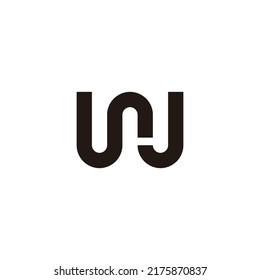 Letter W And J Curve, Outline Geometric Symbol Simple Logo Vector