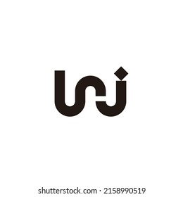 Letter w and j dot geometric symbol simple logo vector
