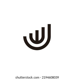 Letter W and J stair geometric symbol simple logo vector