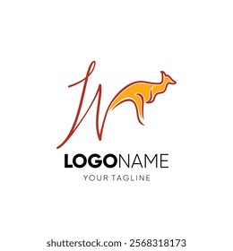 Letter W Kangaroo Logo Design Vector Icon Graphic Emblem Illustration