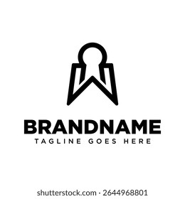 Letra W Keyhole Logo, que simboliza la seguridad, el acceso y las soluciones de confianza