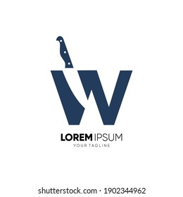 Letter W Knife Logo Design Vector