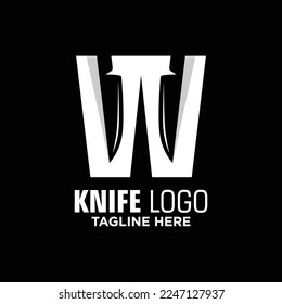 Letter W Knife Logo Design Template Inspiration, Vector Illustration.