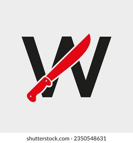 Letter W Knife Logo Design Vector Template Knife Symbol With Alphabet