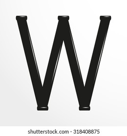 Letter "W" of the Latin alphabet. Vector illustration.