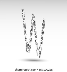 Letter "W" of the Latin alphabet. Vector illustration.