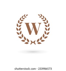 Letter w laurel wreath logo icon design template elements 